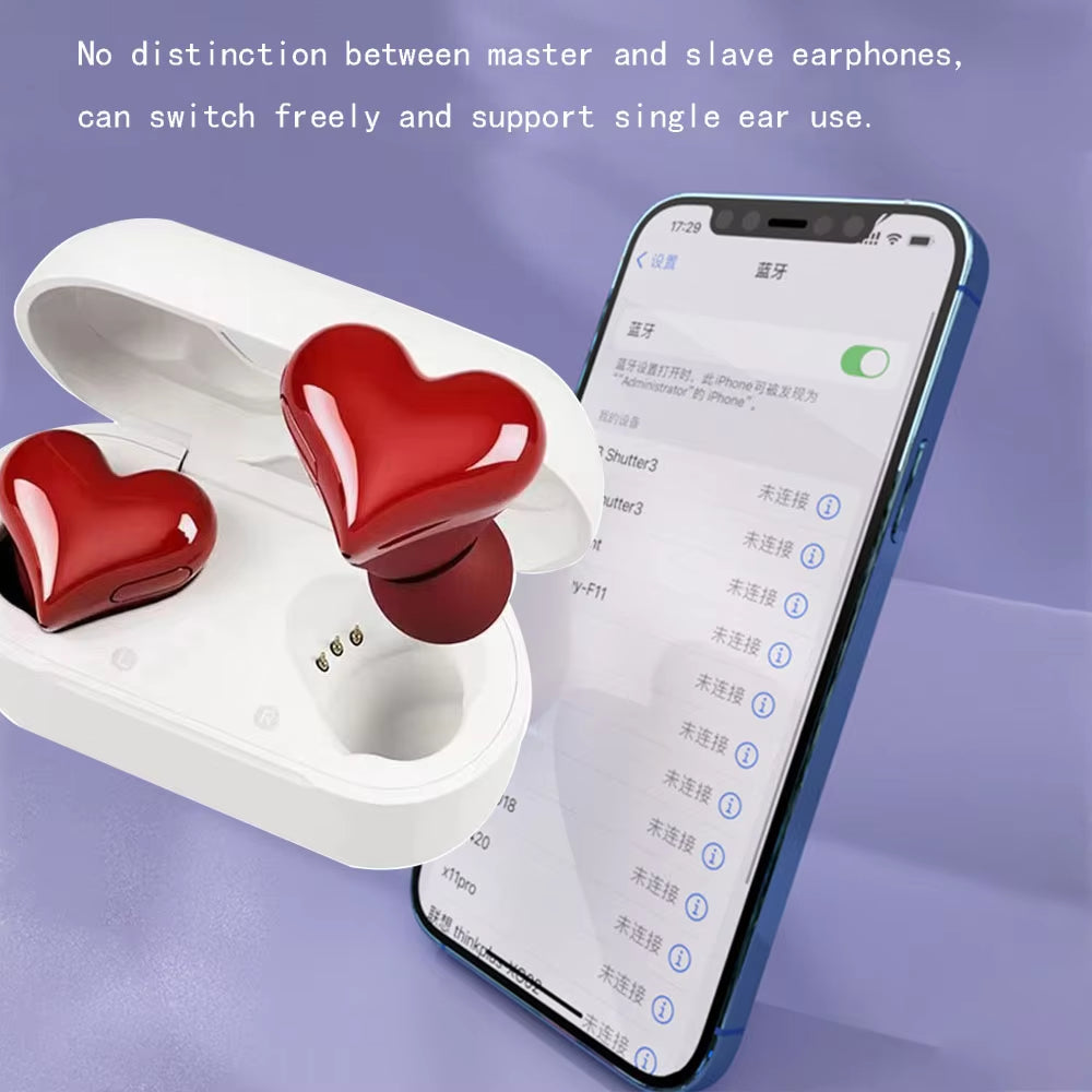 New Original Bluetooth Wireless Headphones Heart Shaped Earphones Woman Earphone High Quality Heart Earbuds Girl Gift