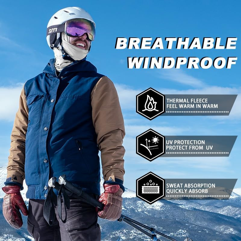 Cagoule Moto Polaire Balaclava Hiver Tour De Cou Homme Femme Coupe-Vent Respirant Thermique Motif/Filtre Masque Pour Vélo Ski Running Snowboard Chaud Sous Casque 9 Couleurs