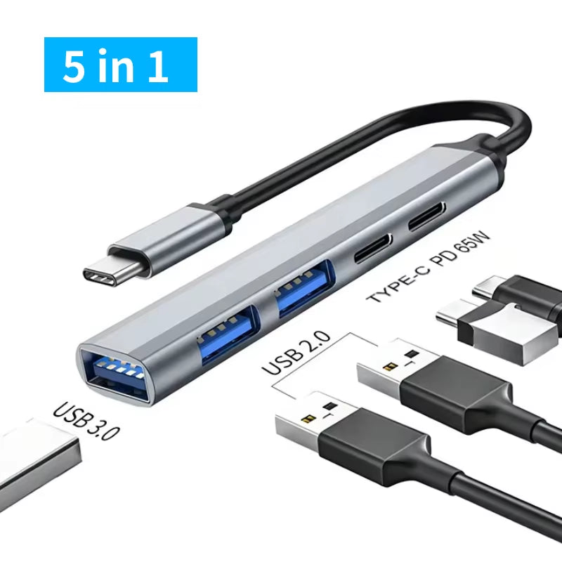 USB C Hub Type C 3.0 Adapter to 4K HDMI SD TF Card PD Fast Charge Splitter Docking Station Hub for Phone Macbook Computer