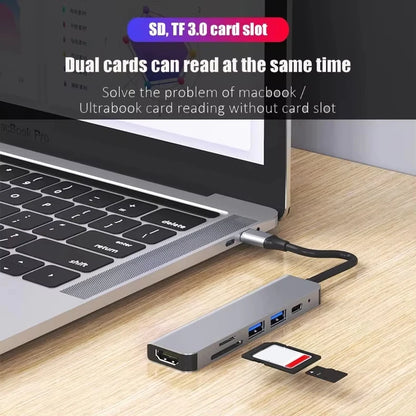 USB C Hub Type C 3.0 Adapter to 4K HDMI SD TF Card PD Fast Charge Splitter Docking Station Hub for Phone Macbook Computer